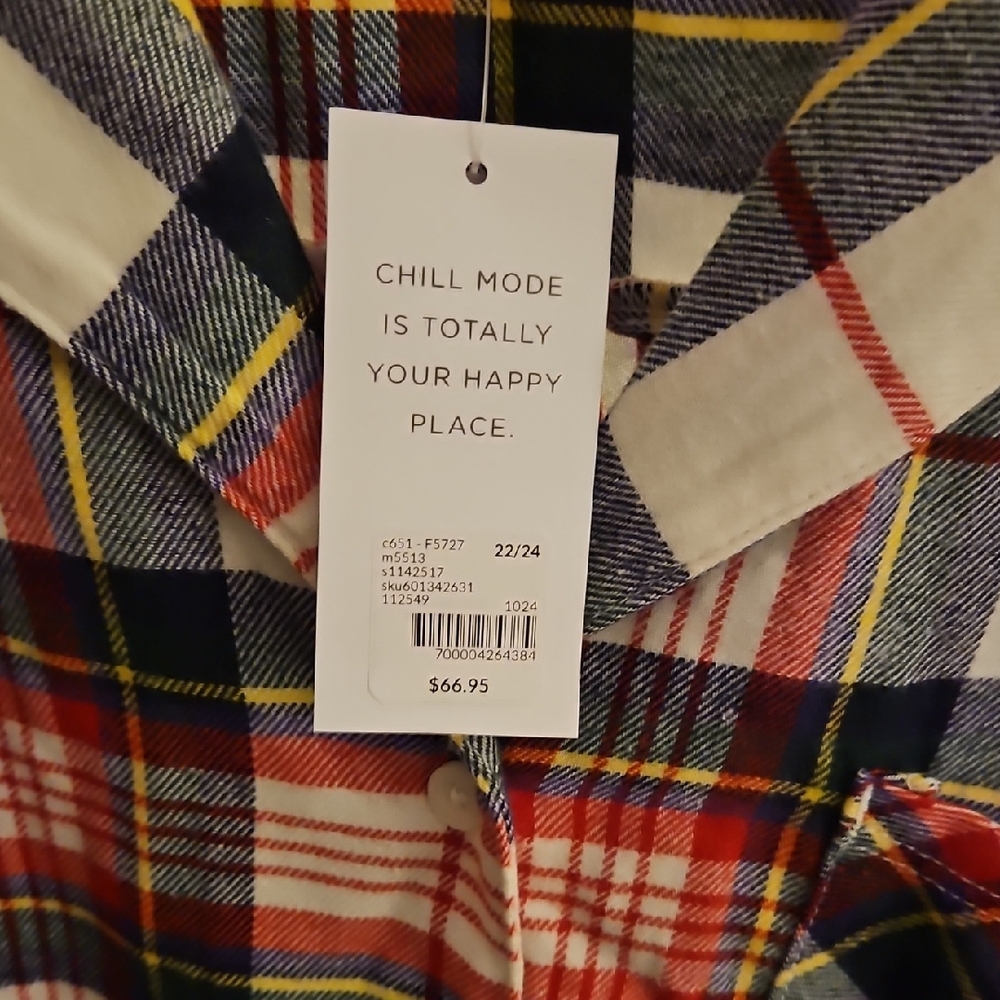 Cacique Multicolor Plaid Pajama Top